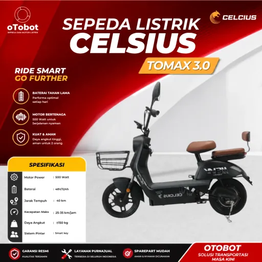 SEPEDA LISTRIK CELCIUS TOMAX 3.0 SECOND