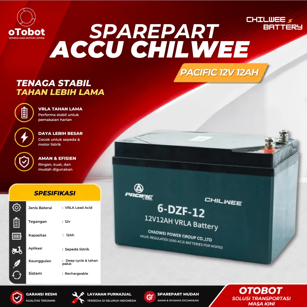 ACCU PACIFIC 12V 12AH 6-DZF-12