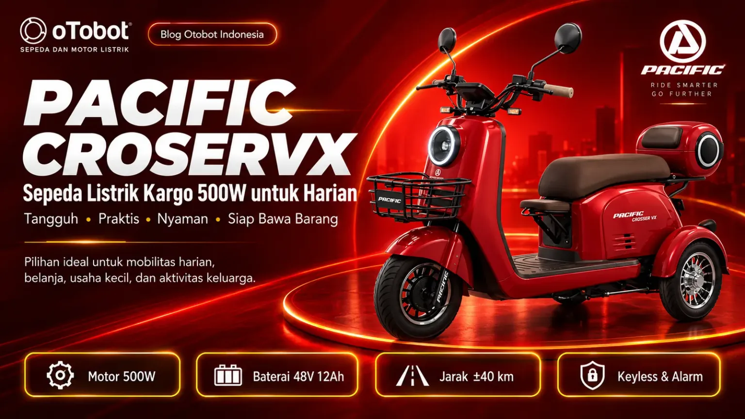 Pacific CROSERVX: Sepeda Listrik Kargo 500W yang Siap Diajak Kerja dan Aktivitas Harian