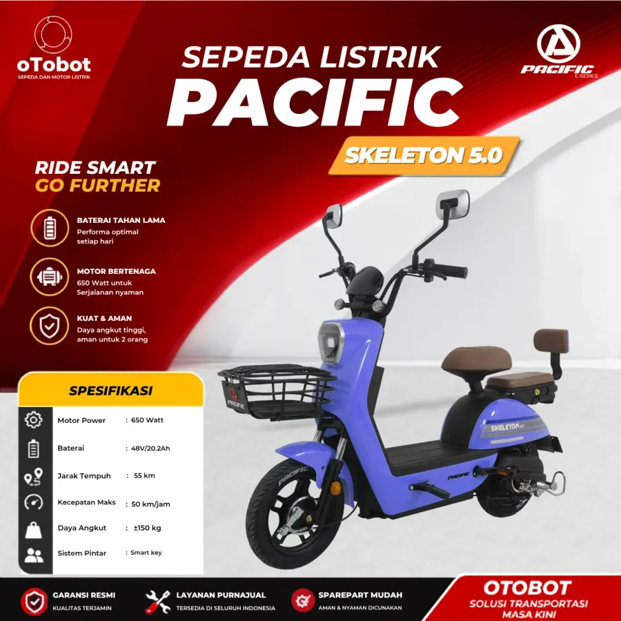 SEPEDA LISTRIK PACIFIC SKELETON 5.0 SECOND